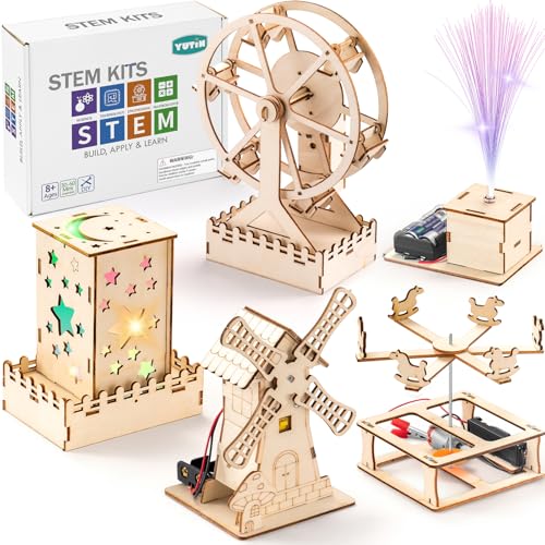 5 Individual STEM Science Kits for Kids, Wood Arts and Craft Kits 8-12 | STEM Toys for Boys Girls Age 8-13 8 10 12 14 Birthday Gift Idea, 3D Puzzles Building Engineering Model Set