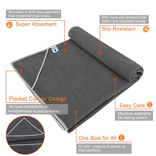 IUGA Premium Set- Includes 1 Non Slip Yoga Towel, 1 Eco Friendly Yoga Mat with Alignment Lines