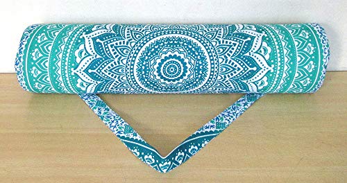 INDIAN CRAFT CASTLE ICC Yoga Mat Bag Carrier Full-Zip Exercise Yoga Mat Carry Bag for Women Men with Multi-Functional Storage Pockets and Adjustable Shoulder Strap 26X6 Inches - style: Green Ombre