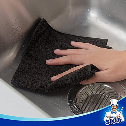 MR.SIGA Microfiber Cleaning Cloths, Streak Free Microfiber Towels, 12 Pack - color: Black