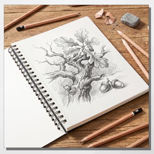 Hardcover Spiral Sketchbook, 160gsm Paper, 40 Sheets, 8.5 × 11 in | Acid-Free Thick Paper, 360° Lay-Flat Spiral Binding, Hardcover, for Pencil, Ink & Charcoal
