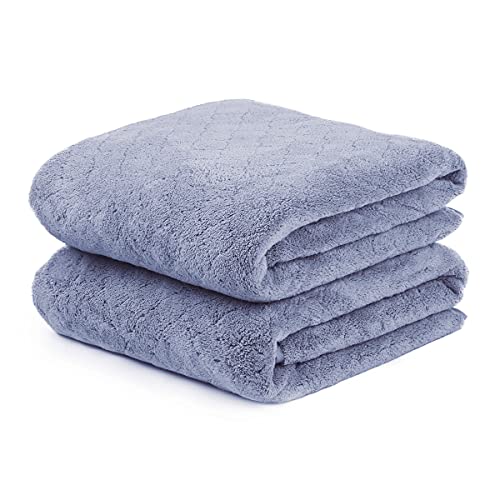 JML Microfiber Bath Towels with Hanging Loop, 2 Pack, 27x55 in, Blue - color: Blue, size: 2 Pack (30 in x 60 in)