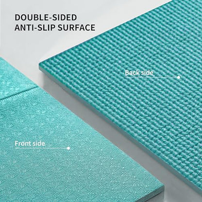 PROIRON Foldable Yoga Mat 0.24"/0.16" for Home Workout & Travel, Non Slip Travel Yoga Mats with Carry Bag, Packable Yoga Mat for Home Gym, Pilates, Fitness,Stretching - color: (0.16" PVC) Turquoise