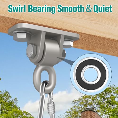 Heavy Duty Swing Hangers with Bearing, Porch Swing Hanging Kit for Outdoor Playground Tree Indoor Ceiling Mount Hardware Brackets with Snap Hooks for Yoga Hammock Punching Bag Accessories 8PCS Silver - color: Sliver, size: 8 Packs