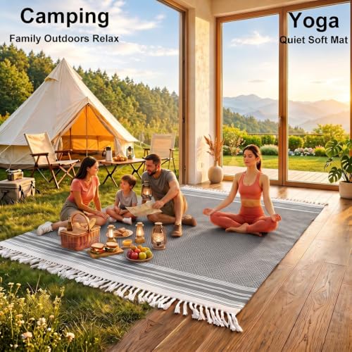 Yongoes Turkish Beach Towel Blanket Oversized 82x88 Dark Grey Boho - color: Grey Dark, size: Extra Large 82"x88"（208x224cm）