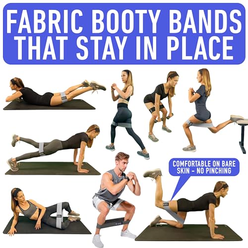 Resistance Bands for Working Out with Workout Bands Guide. 4 Booty Bands for Women Men Fabric Elastic Bands for Exercise Bands Resistance Bands for Legs Bands for Working Out Hip Thigh Glute Bands Set - color: Cream, Grey, Black
