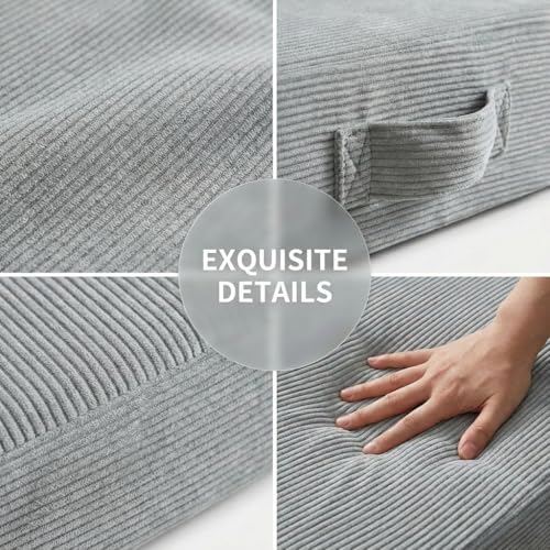 16 inches Meditation Floor Pillow Square Large Floor Cushions for Adults, Thick Memory Foam Seat Cushions for Yoga, Living Room, Sofa, Tatami, Bay Window Gray - color: Gray, size: 16*16*3inch