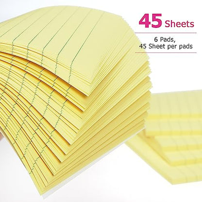 Early Buy Sticky Notes with Lines 4x6 in, Yellow Self-Stick, 45 Sheets/Pad | Bright Color Self-Stick Notes For Daily Reminders, Home, Office, And Study Use. 6 Pads, Each With 45 Sheets. - color: Yellow
