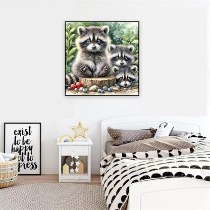 Paint by Numbers Kit for Adults,Raccoon DIY Paint by Number With Frame | Paint by Number for Beginner,Adult Paint by Number,HD Color Canvas,DIY Tool Kits,Stress Relief Craft,Great Gift,10X10 inch - color: MT6133