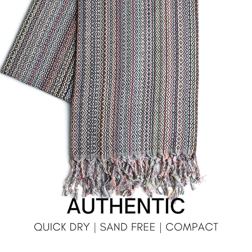 BAY LAUREL Turkish Beach Towel with Travel Bag 39 x 71 Quick Dry Sand Free Lightweight Large Oversized Towels Light - color: Black Mix