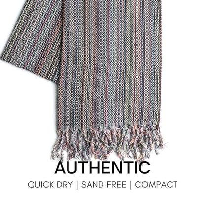 BAY LAUREL Turkish Beach Towel with Travel Bag 39 x 71 Quick Dry Sand Free Lightweight Large Oversized Towels Light - color: Black Mix