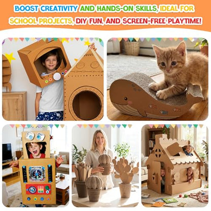Safe Cardboard Cutter for Kids | Bladeless Paper Cutting Tool,DIY Craft Kit for Building 3D Models, Cardboard Construction and Creative Projects