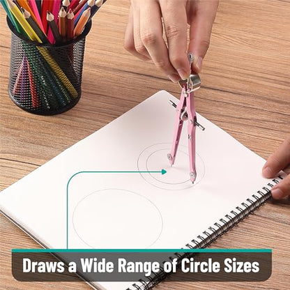 Mr. Pen- Professional Compass for Geometry, Extra Lead | Metal Compass Drawing Tool for Students, Drafting and Engineering, Technical Drawings, Circles and Geometry Projects - color: Light Blue