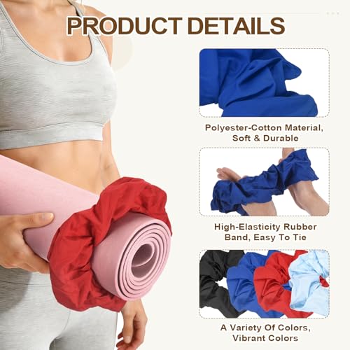 Yoga Mat Scrunchy, Durable & Elastic Fabric Yoga Mat Strap Band - color: Blue