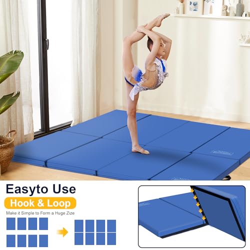 Polar Aurora 3'x6'x2 Thick Folding Gymnastics Exercise Mat Aerobics Stretching Yoga Mats - color: Blue