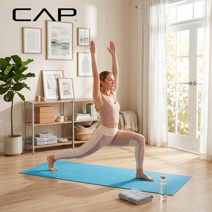 CAP Non-Slip Yoga Mat for Home Workout & Pilates, Lightweight Exercise Fitness Mat with Textured Grip Surface, Portable Roll-Up Yoga Mat for Women & Men