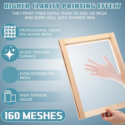 CroBlissful 6 Pcs Wood Silk Screen Printing Frames 10 x 14 Inch, with 160 High Tension Nylon Mesh for Beginners, 0.87 Inch Thickened Frame for Fabric Graphic T Shirts DIY Screen Printing - style: 160 Mesh