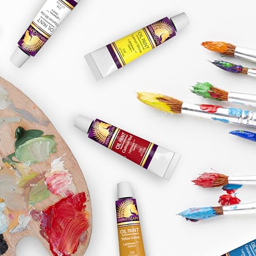 MyArtscape Oil Paint Set - 12 x 21ml Artist Oil Paint Tubes | Rich pigment oil paint set with smooth blending glossy finish and excellent coverage for canvas painting