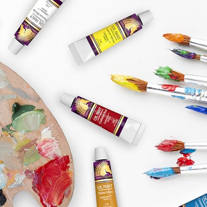 MyArtscape Oil Paint Set - 12 x 21ml Artist Oil Paint Tubes | Rich pigment oil paint set with smooth blending glossy finish and excellent coverage for canvas painting
