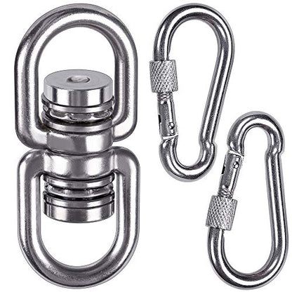 SELEWARE Heavy Duty Bearing Swing Swivel, 360° Rotation Hanging Accessory - color: Swivel (E) and 2 Carabiners
