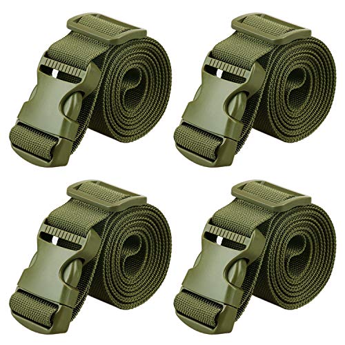 MAGARROW 65" 1.5" Utility Straps with Buckle Adjustable, 4-Pack (Army Green (4-PCS)) - color: Army Green, size: 1.5 in x 5.4 ft