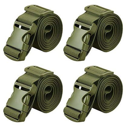 MAGARROW 65" 1.5" Utility Straps with Buckle Adjustable, 4-Pack (Army Green (4-PCS)) - color: Army Green, size: 1.5 in x 5.4 ft