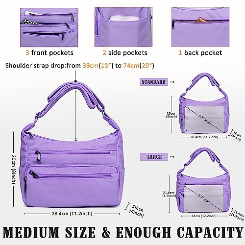 VOLGANIK ROCK RFID Purses for Women Fabric Nylon Multi Pocket Crossbody Bag Ladies Travel Handbag - color: Lavender, size: Standard