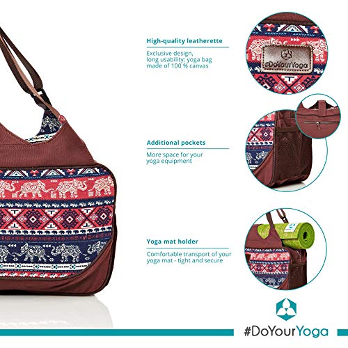 #DoYourYoga Full-Zip Extra Large Yoga Mat Tote Bag with Multi-Functional Storage Pockets for Sports Gym Pilates »Vimalaa« - color: Indian Elephant
