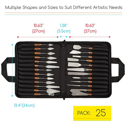 MEEDEN Artist Painting Knife Set: 25Pcs Assorted Stainless Steel Palette Knives with Wooden Handle - Art Supplies for Adults, Beginners, Students, Professional Artists - style: 25pcs