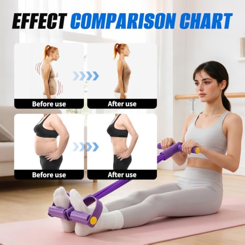Pedal Resistance Bands with Handles, 6/8/10 Tube Exercise Band | Fitness Shaping Yoga Exercise Equipment, Natural Rubber Tension Rope,for Abdominal,Leg,Arm,Back Slimming Training
