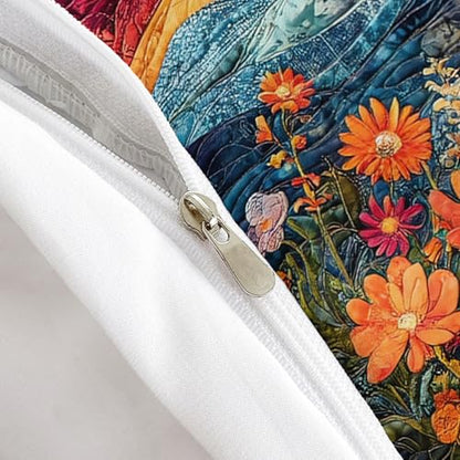 AILONEN Colorful Flower Duvet Cover Set King Size, Boho Sun and Ocean Bedding Set,Abstract Printed Soft Quilt Cover Cover + 2 Pillowcases,3 Pieces - color: S11, size: King