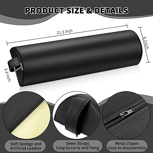 Ripeng Half Round Massage Table Bolster Pillow Pad with Strap Handle, Semi-Round Bolster Pillow, 6"W x 3"H x 21"L Bolsters Support Pad for Massage Yoga Spa Neck Under Knee Ankles Pain Relief(4 Pcs) - size: 6"W x 3"H x 21"L