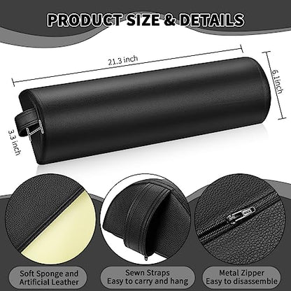 Ripeng Half Round Massage Table Bolster Pillow Pad with Strap Handle, Semi-Round Bolster Pillow, 6"W x 3"H x 21"L Bolsters Support Pad for Massage Yoga Spa Neck Under Knee Ankles Pain Relief(4 Pcs) - size: 6"W x 3"H x 21"L