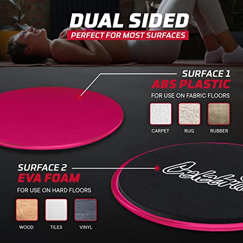 Celebrita Pair of Gliding Discs Core Sliders Ab, Back, Hip, and Leg Exercise Gear for Gym, Home, Yoga, Pilates | Strengthen Abdomen, Burn Fats, Improve Balance (Pink)