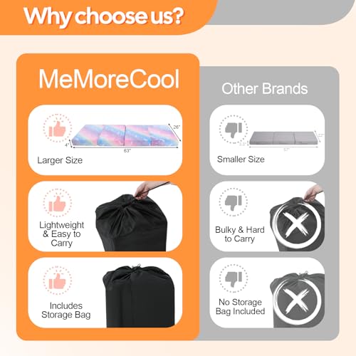 MeMoreCool Kids Folding Mattress, 63x26 Trifold Floor Mat, Rainbow - color: Rainbow
