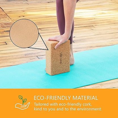 Sol Living Yoga Block Cork Brick Stretching Pilates Meditation Exercise Equipment Support Deepen Poses Odor Free Non Slip Yoga Accessories - 4" x 6" x 9"