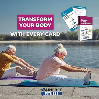 50 Exercise Cards Core & Glutes 3x5'', Beginner to Intermediate