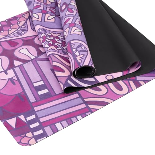 Travel Suede Yoga Mat 1.5mm Thick Non Slip Foldable Lightweigh Sweat Absorbent Exercise Mat for Hot Yoga Pilates Home Gym Outdoor, 72"L x 24"W, 3 lbs - color: Purple