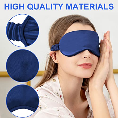 IEKEODI 2 Pack Silk Sleep Masks, Light Blocking Eye Masks, Black&Navy Blue | Silky Soft Feel, Light Blocking Design, Gentle Elastic Fit, Breathable Comfort for Sleep, Travel and Naps - color: Black+navy Blue