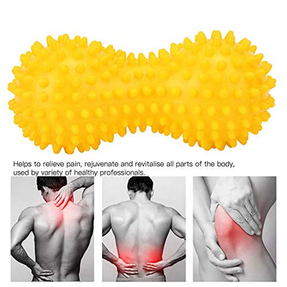 Drfeify Massage Ball, PVC Spiky Muscle Relaxation Ball for Pain Relief, with Strong Spikes for Fitness Yoga, Back Neck Feet (Yellow) - color: Yellow