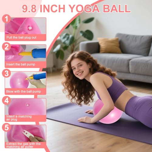 Pilates Ring Set with Resistance Bands– Anti-Slip Magic Circle Pilates Ring for Home Workouts, Full-Body Toning, Strength Training for Women 14PCS - color: Pink