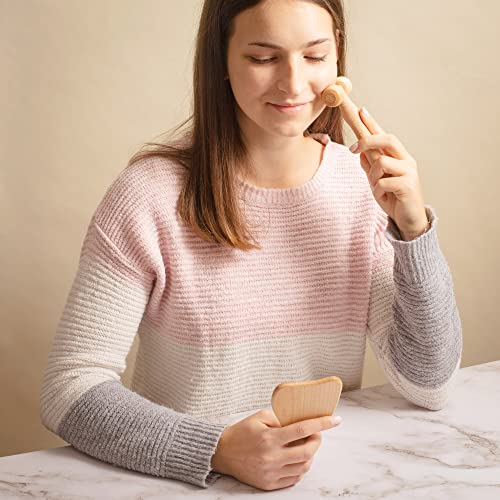 tuuli Body and Face Roller, Multi-Functional Wooden Massage Roller, Helps Ease Muscle Tension and Support Skin Health, Natural Face Massage Tools, Set of 2 (2 Piece Set C) - size: 2 piece set C