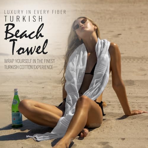 Beach Towel 100% Cotton Turkish Beach Towel Adult 38x70 Inch Pre-washed Absorbent Extra Large|Sand Free Quick Dry BathTowels|Lightweight Blanket|Travel Cruise Camping Spa Gym Yoga Towel|Dapple Grey - color: Silver Grey