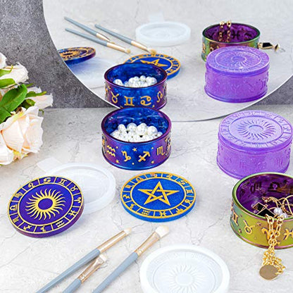 NiArt Zodiac Silicone Resin Mold Storage Box with Star Lid Epoxy DIY Art | Flexible BPA-Free Silicone Zodiac Jar Mold, Unmolds Easily, Reusable for Jewelry, Trinket, Candle & Home Decor Crafting - style: Constellation Storage Box