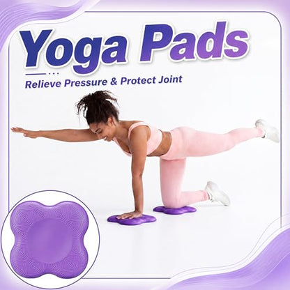 Thenshop 16 Pcs Yoga Blocks and Knee Pads Set Put Nonslip EVA Foam Yoga Blocks Bulk Less Weight on Wrists Women Men Pilates Exercise Balance Stretching Meditation for Gym Studio Gift Supplies