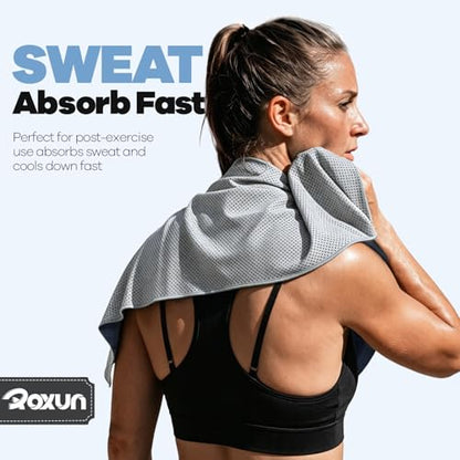 ROXUN Cooling Towels, 4 Pack (40''x12'') Chilly Ice Rags for Neck and Face - color: Gray+blue+green+black