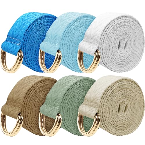 6 Packs Yoga Strap for Stretching Yoga Belt Adjustable Straps for Non Elastic Stretching Strap Exercise Straps for Pilates - color: Light Luxury Style