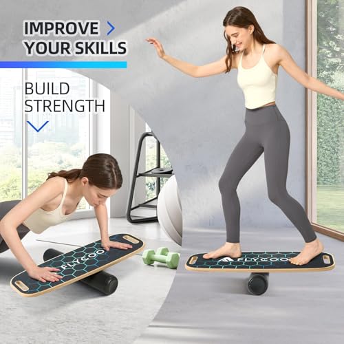 Balance Board for Adult with Adjustable Stoppers: 3 Modes Wobble Board with Roller Exercise Balancing Stability Trainer for Improve Balance Non Slip Surface - size: with stand
