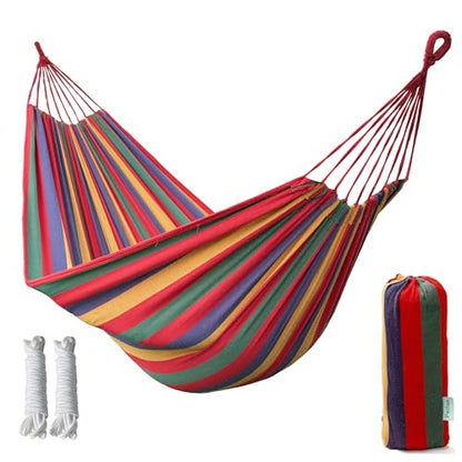 Canvas Hammock 108" Long X 59" Wide 2 Person Hammock 440 pounds Maximum Weight Applicable Scenes in Courtyard Autumn, Indoor Hanging Chairs, Beach Leisure (red Yellow, Twin) - color: Red Yellow, size: Twin