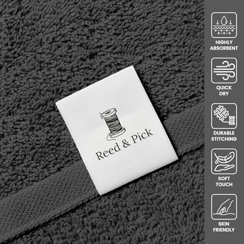 Reed&Pick 24 Pack Dark Grey Hand Towels 100% Cotton Spa Towels – 16x26 inches Highly Absorbable Facial Gym Towel Hair Towels and Face Bulk Small Towel (Not Bleach Proof) - color: Dark Grey, size: 16x27 Pack of 24